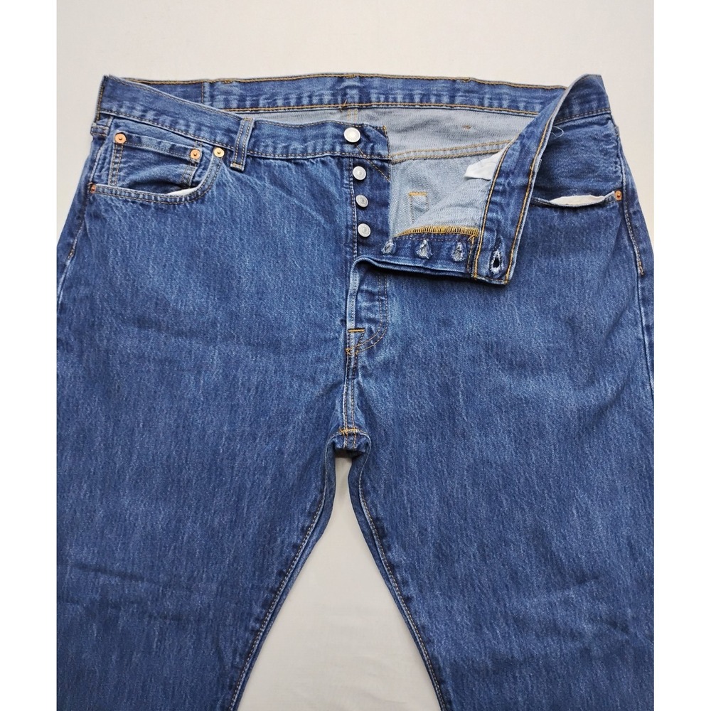 Levi's 501 Men's Blue Straight Jeans 42x30 Dark Wash Button Fly Denim